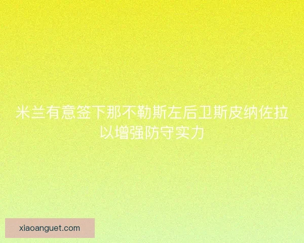 米兰有意签下那不勒斯左后卫斯皮纳佐拉以增强防守实力